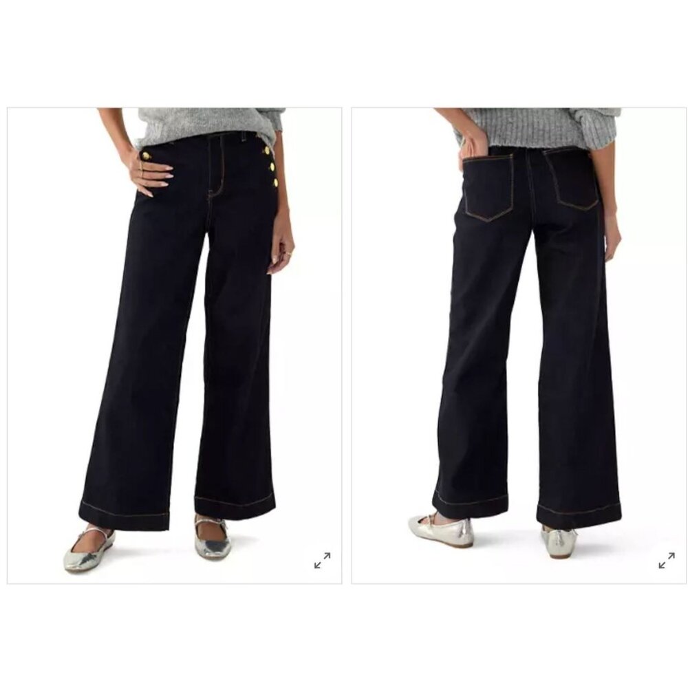 NWT Crown & Ivy Lightweight Petite Sailor Wide Leg Jeans Size 10P